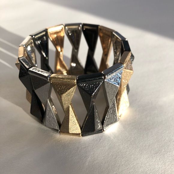 Multi Metal Statement Bangle - Picture 2 of 5